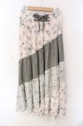 axes femme / フラワー柄エスカルゴスカート M アイボリーｘグリーン O-25-08-26-053-AX-SK-YM-OS