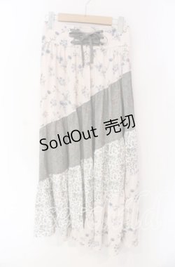 画像1: axes femme / フラワー柄エスカルゴスカート M アイボリーｘグリーン O-25-08-26-053-AX-SK-YM-ZT510