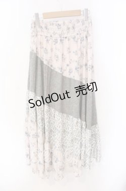 画像2: axes femme / フラワー柄エスカルゴスカート M アイボリーｘグリーン O-25-08-26-053-AX-SK-YM-ZT510