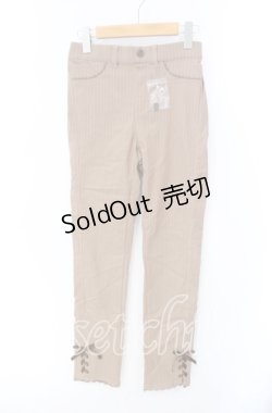 画像1: axes femme / ストライプレギンスパンツ L ライトブラウン O-25-08-26-055-AX-PA-YM-ZT257