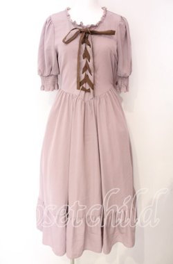画像1: m petit by misako / AMレースアップワンピース S ピンク O-25-08-26-061-LO-OP-OW-OS
