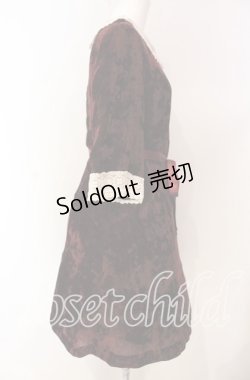 画像3: Jane Marple / チュールレースカラークラッシュベロアワンピース M ワイン O-25-08-26-066-JM-OP-IG-OS