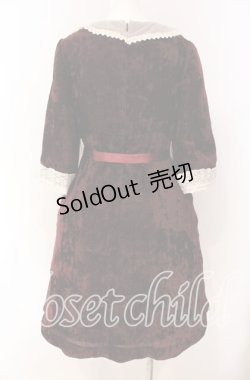 画像4: Jane Marple / チュールレースカラークラッシュベロアワンピース M ワイン O-25-08-26-066-JM-OP-IG-OS