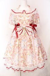 BABY,THE STARS SHINE BRIGHT / Ruban le Lien a la mode柄ワンピース  ピンク×オフ O-25-08-26-068-BA-OP-IG-OS