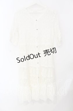 画像1: axes femme / シフォンフリルロングレースガウン M シロ O-25-08-26-008-AX-TO-YM-ZT010