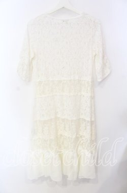 画像2: axes femme / シフォンフリルロングレースガウン M シロ O-25-08-26-008-AX-TO-YM-OS