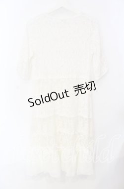 画像2: axes femme / シフォンフリルロングレースガウン M シロ O-25-08-26-008-AX-TO-YM-ZT010