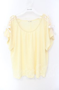 画像1: axes femme / 肩レースUPトップス M イエロー O-25-08-26-084-AX-TO-OW-OS