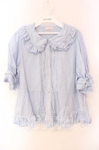 Chalmiere / クラシックコットンブラウス M サックス O-25-08-26-087-LO-BL-OW-ZT085