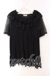 axes femme / ボリュームフリルチュニック F クロ O-25-08-26-088-AX-TO-OW-ZT510