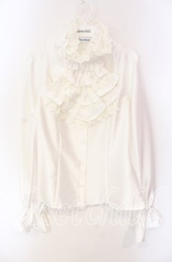画像1: Moi-meme-Moitie / 薔薇レースストライプジャボ付きブラウス (9号) 9号 ホワイト O-25-08-26-093-MO-BL-IG-OS