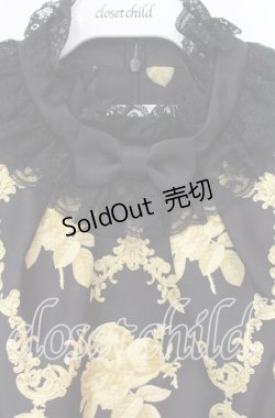 画像2: JESUS DIAMANTE / レースの襟飾りの少女ワンピ 38 ベルサイユローズ黒ゴールド O-25-08-26-095-JE-OP-IG-OS