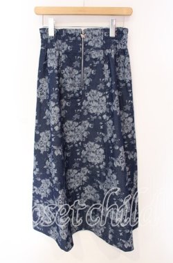 画像1: axes femme / ジップ付ブーケデニムスカート  インディゴ O-25-08-26-109-AX-SK-IG-OS