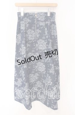 画像1: axes femme / ジップ付ブーケデニムスカート  インディゴ O-25-08-26-109-AX-SK-IG-OS