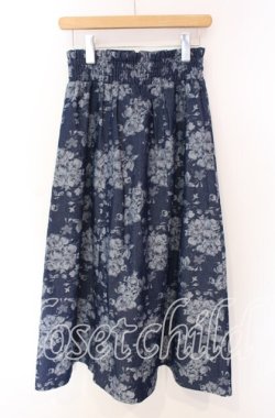 画像2: axes femme / ジップ付ブーケデニムスカート  インディゴ O-25-08-26-109-AX-SK-IG-OS