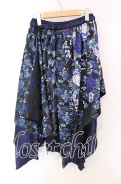 画像3: Qutie Frash / 和柄アシメラップスカート  ブルー O-25-08-26-110-QU-SK-IG-OS