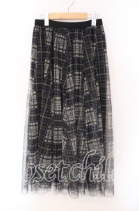 axes femme / チェック柄フレアスカート  クロ O-25-08-26-112-AX-SK-IG-ZT510