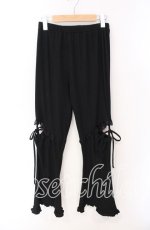 画像1: merry jenny / レースカットフリルリブパンツ  クロ O-25-08-26-118-LO-PA-IG-ZT044 (1)