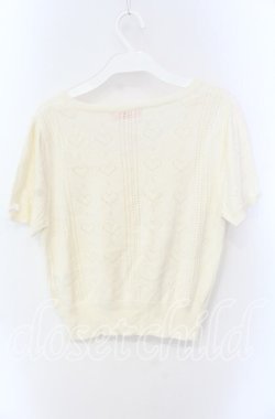 画像3: Ank Rouge / ハートカット半袖カーディガン M オフシロ O-25-08-26-015-CA-TO-YM-OS