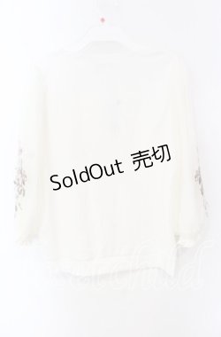 画像3: axes femme / 花刺繍チュール袖七分袖プルオーバー F シロ O-25-08-26-016-AX-TO-YM-OS