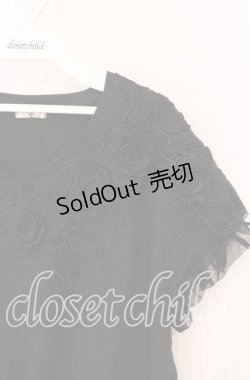 画像2: axes femme / フラワーレーススクエアTシャツ M クロ O-25-08-26-019-AX-TO-YM-OS