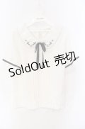 axes femme POETIQUE / 月チャーム付きブラウス風トップス M シロ O-25-08-26-023-AX-TO-YM-OS
