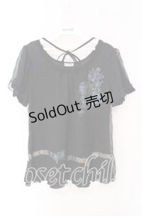 axes femme / チュ-ル重ねブーケプリントトップス M クロ O-25-08-26-024-AX-TO-YM-OS