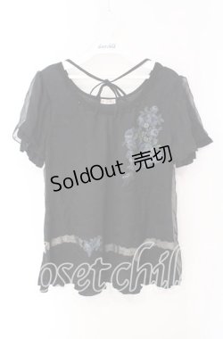 画像1: axes femme / チュ-ル重ねブーケプリントトップス M クロ O-25-08-26-024-AX-TO-YM-OS