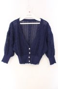 axes femme / 透かし編みニットカーデ M コン O-25-08-26-026-AX-TO-YM-OS