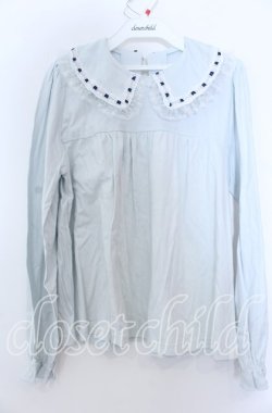 画像1: Nile Perch / ラメレースカットソー【サンプル品】  サックス O-25-08-27-050-LO-TO-OW-OS