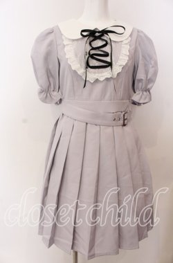 画像1: Ank Rouge / レースヨーク丸襟プリーツワンピース M 公式展開色：ブルー（パープル系） O-25-08-27-055-CA-OP-OW-OS