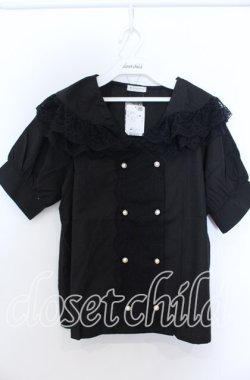 画像1: axes femme / レトロ襟ブラウス M クロ O-25-08-27-064-AX-BL-OW-OS