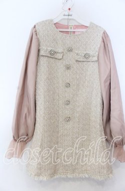 画像1: Swankiss / AD tweed kirakiraO/P ワンピース F ピンク O-25-08-27-073-CA-OP-OW-OS