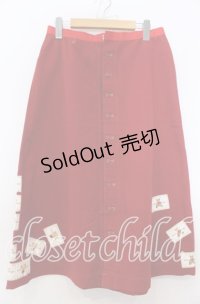 WONDERFUL WORLD / くまパッチデニムスカート  アカ O-25-08-27-079-LO-SK-IG-ZI