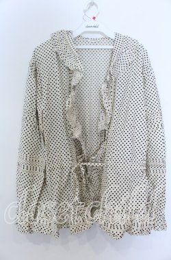 画像1: INGEBORG / ドットフリルオーバーブラウス  生成り×クロ O-25-08-27-016-LO-BL-IG-OS