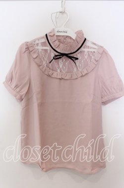 画像1: evelyn / デコルテレースリボンブラウス M ピンク O-25-08-27-021-LO-BL-OW-OS