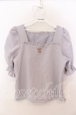 画像1: evelyn / バラスクエアブラウス  ブルーグレー O-25-08-27-028-LO-BL-OW-OS