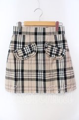 evelyn / 台形チェックミニスカート  ベージュ O-25-08-28-036-LO-SK-OW-ZT484