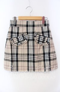 evelyn / 台形チェックミニスカート  ベージュ O-25-08-28-036-LO-SK-OW-ZT484