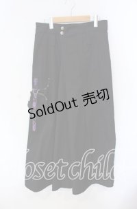 Qutie Frash / ジャガードサテン配色袴風パンツ  ブラック×パープル O-25-08-28-052-QU-PA-OW-ZT036