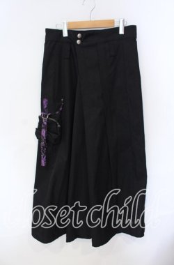 画像1: Qutie Frash / ジャガードサテン配色袴風パンツ  ブラック×パープル O-25-08-28-052-QU-PA-OW-OS
