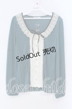 画像1: axes femme / バラレース襟ブラウス風プルオーバー M グリーン O-25-08-28-1001-AX-TO-OW-OS
