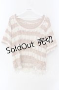 axes femme / 裾レースボーダーニットプルオーバー M ピンク×キナリ O-25-08-28-1036-AX-TO-OW-OS