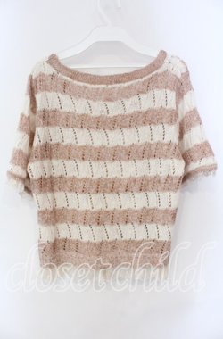 画像2: axes femme / 裾レースボーダーニットプルオーバー M ピンク×キナリ O-25-08-28-1036-AX-TO-OW-OS