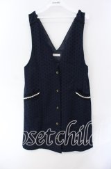 axes femme / ドットフロッキーサックチュニック M ネイビー O-25-08-28-1040-AX-OP-OW-ZT507