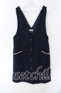 axes femme / ドットフロッキーサックチュニック M ネイビー O-25-08-28-1040-AX-OP-OW-ZT507