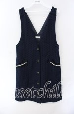 画像1: axes femme / ドットフロッキーサックチュニック M ネイビー O-25-08-28-1040-AX-OP-OW-ZT507 (1)