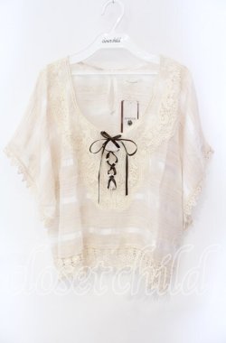 画像1: axes femme / モチーフレースドルマンブラウス M キナリ O-25-08-28-1041-AX-TO-OW-OS