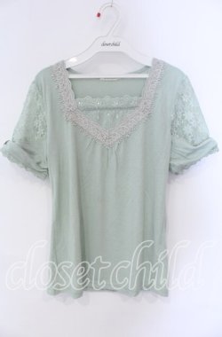 画像1: axes femme / 袖リボンインナープルオーバー M グリーン O-25-08-28-1044-AX-TO-OW-OS
