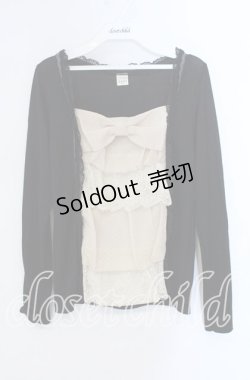 画像1: axes femme / シフォンティアードプルオーバー M クロ×キナリ O-25-08-28-1007-AX-TO-OW-OS